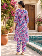 Rayon Floral Print Co-ord Set | Long Top & Bottom | Casual Wear - Mangai Nighties