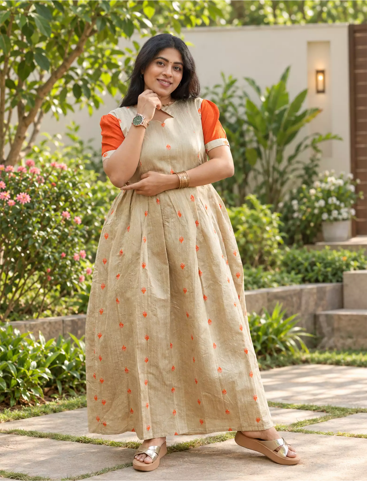 MANGAI New Festive Maternity Wear | Invisible Feeding Zipper | Side Pocket | Adjustable Back Tie Rope | Long Top Casual Wear (MFW-N)