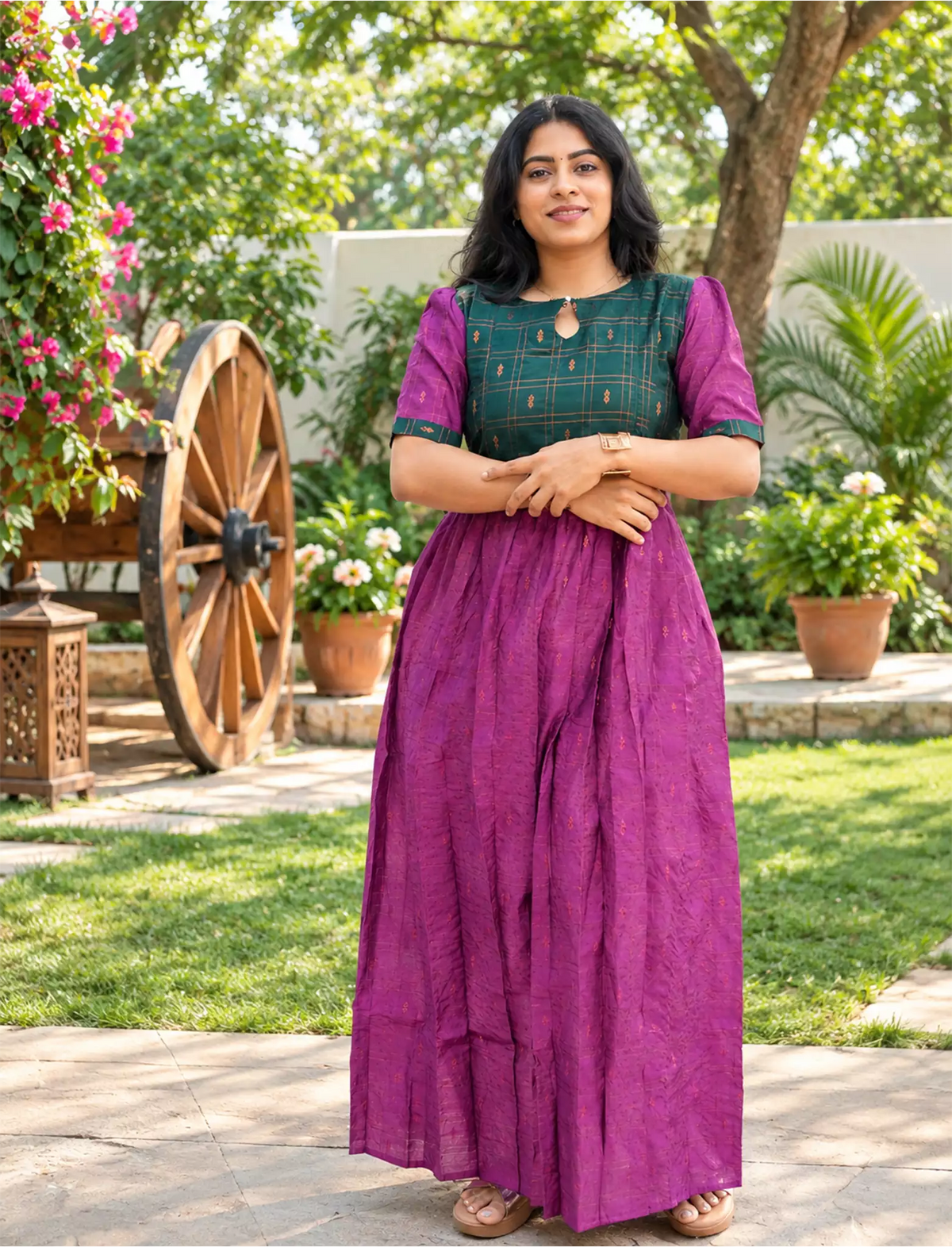 MANGAI New Festive Maternity Wear | Invisible Feeding Zipper | Side Pocket | Adjustable Back Tie Rope | Long Top Casual Wear (MFW-N)