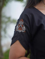 Tencel Plain Embroidery Full Frock with Front Gathering - Mangai Nighties