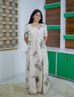 Rayon Floral Print Rayon Puff Sleeve Gathering Frock | Mangai Nighties