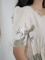 Rayon Floral Print Rayon Puff Sleeve Gathering Frock | Mangai Nighties