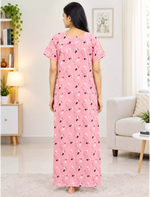 Cotton Botanical Printed Soft Zipless Nighty with Side Pocket| Mangai Nighties