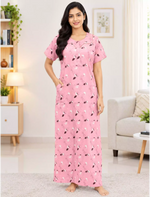 Cotton Botanical Printed Soft Zipless Nighty with Side Pocket| Mangai Nighties