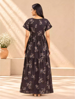 Alpine Floral Stretchable Smocking Nighty for Women – Mangai Nighties