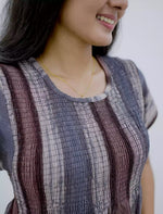 Alpine Stripe Printed Smocking Nighty with Pleats - Mangai Nighties