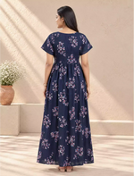 Alpine Floral Stretchable Smocking Nighty for Women – Mangai Nighties