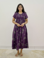 Alpine Floral Stretchable Smocking Nighty for Women – Mangai Nighties
