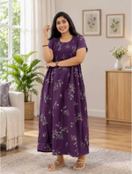 Alpine Floral Stretchable Smocking Nighty for Women – Mangai Nighties