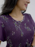Alpine Floral Stretchable Smocking Nighty for Women – Mangai Nighties