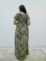 Alpine Abstract Print Smocking Nighty for Women– Mangai Nighties