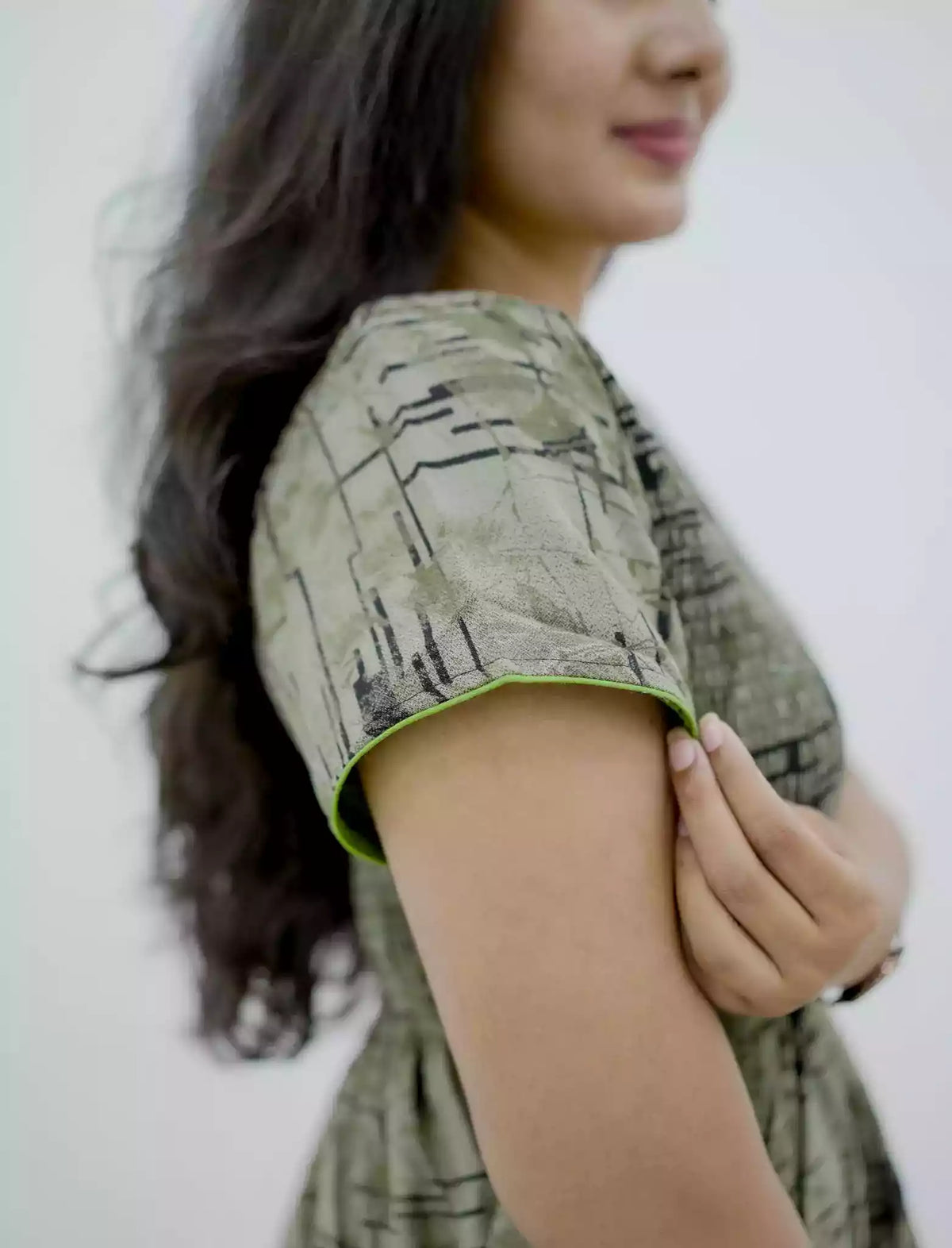 Alpine Abstract Print Smocking Nighty for Women– Mangai Nighties