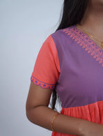 Plain Embroidered V-Neck Rayon Maxi Nighty With Back Tie - Mangai Nighties