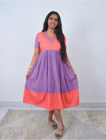 Plain Embroidered V-Neck Rayon Maxi Nighty With Back Tie - Mangai Nighties