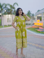 Geometric Batik Print Rayon Vatican Frock with Back Tie Rope - Mangai Nighties