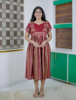 Ethnic Ornamental Stripe Print Vatican Maxi Frock with Back Tie - Mangai Nighties