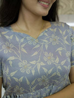 Floral & Leaf Print Rayon Vatican Maxi Frock with Back Tie - Mangai Nighties