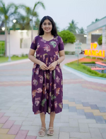 Festive Wear Paisley Print Rayon Vatican Flared Maxi Frock - Mangai Nighties
