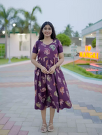 Festive Wear Paisley Print Rayon Vatican Flared Maxi Frock - Mangai Nighties