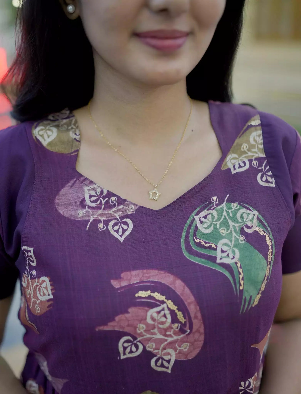 Festive Wear Paisley Print Rayon Vatican Flared Maxi Frock - Mangai Nighties