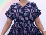Cream Rayon Leaf Printed Long Frock with Pocket & Back Tie | Mangai Nighties