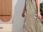 Lavender Floral Print Rayon Maxi Frock with Side Pocket & Flared Fit - Mangai Nighties