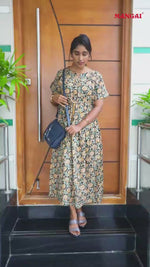 Cotton Gathering Frock for Summer Arrivals | Side Pocket | Button Closed | Elegant Casual Night Wear for Trendy Women's (FKC)