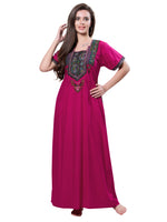 MANGAI Premium KARACHI Embroidery Nighties | Beautiful Embroidery Design's | Branded Quality | Half Sleeve | Regular Model | Stylish Nightdress for Women (KEM)