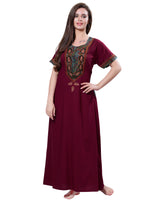 MANGAI Premium KARACHI Embroidery Nighties | Beautiful Embroidery Design's | Branded Quality | Half Sleeve | Regular Model | Stylish Nightdress for Women (KEM)