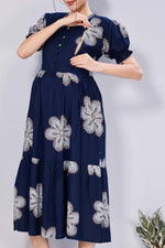 Oversized Stylized Floral Picoting Maternity & Feeding Maxi Dress for Women – Comfort Casual Maxi Frock with Invisible Zipper Nursing Wear