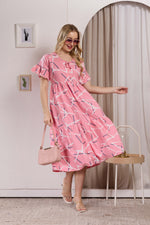 Rayon MAXI FROCK Model Nighties | Fancy Petal Sleeve | Fancy Neck & Side Pocket | Pleated Frock MAXI Style | Trendy Collection's for Stylish Women & Teenage Girl (PSG-H)