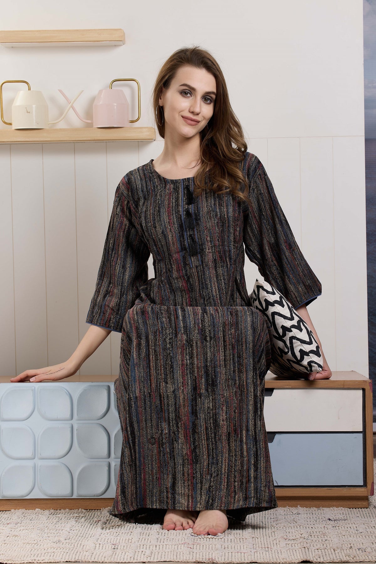 MANGAI Premium Alpine KURTI Style 3/4 Sleeve| Beautiful Stylish KURTI Model | Side Pocket | Perfect Nightwear Collection's for Trendy Women's
