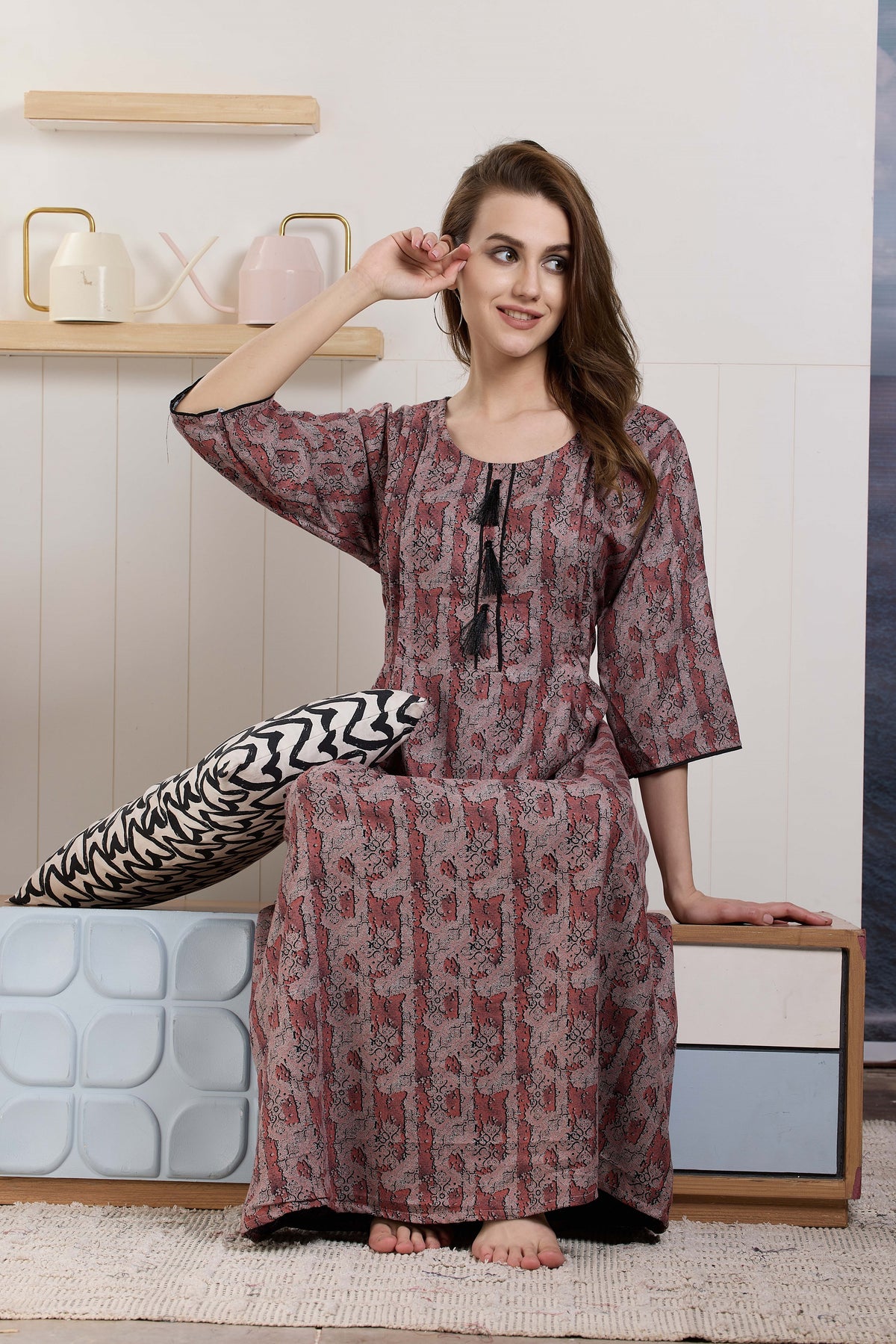 MANGAI Premium Alpine KURTI Style 3/4 Sleeve| Beautiful Stylish KURTI Model | Side Pocket | Perfect Nightwear Collection's for Trendy Women's