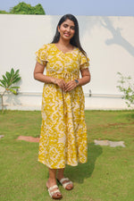 Rayon Colourful Foil Printing Gathering Frock Model Nighties | Side Pocket and Gathering Front Rope | Fancy Sleeve & Maxi Frock Nightwear for Stylish Women's (FGF)