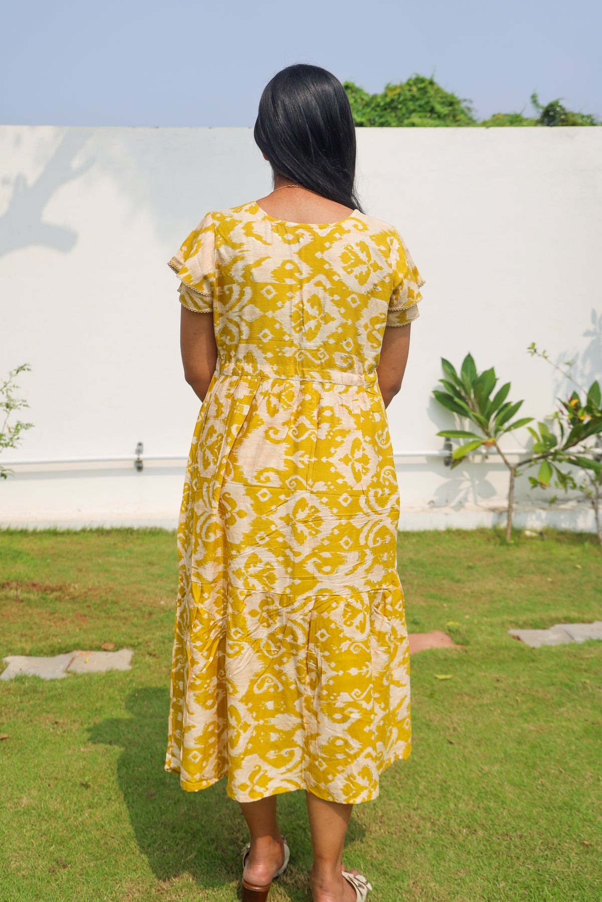 Rayon Colourful Foil Printing Gathering Frock Model Nighties | Side Pocket and Gathering Front Rope | Fancy Sleeve & Maxi Frock Nightwear for Stylish Women's (FGF)