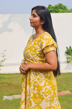 Rayon Colourful Foil Printing Gathering Frock Model Nighties | Side Pocket and Gathering Front Rope | Fancy Sleeve & Maxi Frock Nightwear for Stylish Women's (FGF)