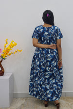 MANGAI Cotton Printed Pleated Nighties - All Over Printed Stylish Nighties | Side Cut Pocket | Front Open Zipper Type | Beautiful Nighties for Stylish Women's (SLB-P)