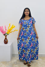 MANGAI New Regular Fit Cotton Printed Nighties - All Over Printed Stylish Nightwear for Stylish Women | Side Cut Pocket | Beautiful Nighties for Stylish Women's | Colourful Printed Cotton Nighties (SLB)