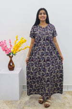 MANGAI Cotton Printed Pleated Nighties - All Over Printed Stylish Nighties | Side Cut Pocket | Front Open Zipper Type | Beautiful Nighties for Stylish Women's (SLB-P)