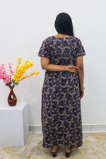 MANGAI Cotton Printed Pleated Nighties - All Over Printed Stylish Nighties | Side Cut Pocket | Front Open Zipper Type | Beautiful Nighties for Stylish Women's (SLB-P)
