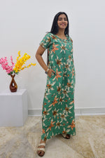 MANGAI New Regular Fit Cotton Printed Nighties - All Over Printed Stylish Nightwear for Stylish Women | Side Cut Pocket | Beautiful Nighties for Stylish Women's | Colourful Printed Cotton Nighties (SLB)