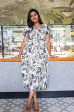 Rayon Colourful Foil Printing Gathering Frock Model Nighties | Side Pocket and Gathering Front Rope | Fancy Sleeve & Maxi Frock Nightwear for Stylish Women's (FGF)