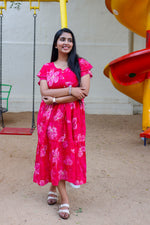 Rayon Colourful Foil Printing Gathering Frock Model Nighties | Side Pocket and Gathering Front Rope | Fancy Sleeve & Maxi Frock Nightwear for Stylish Women's (FGF)