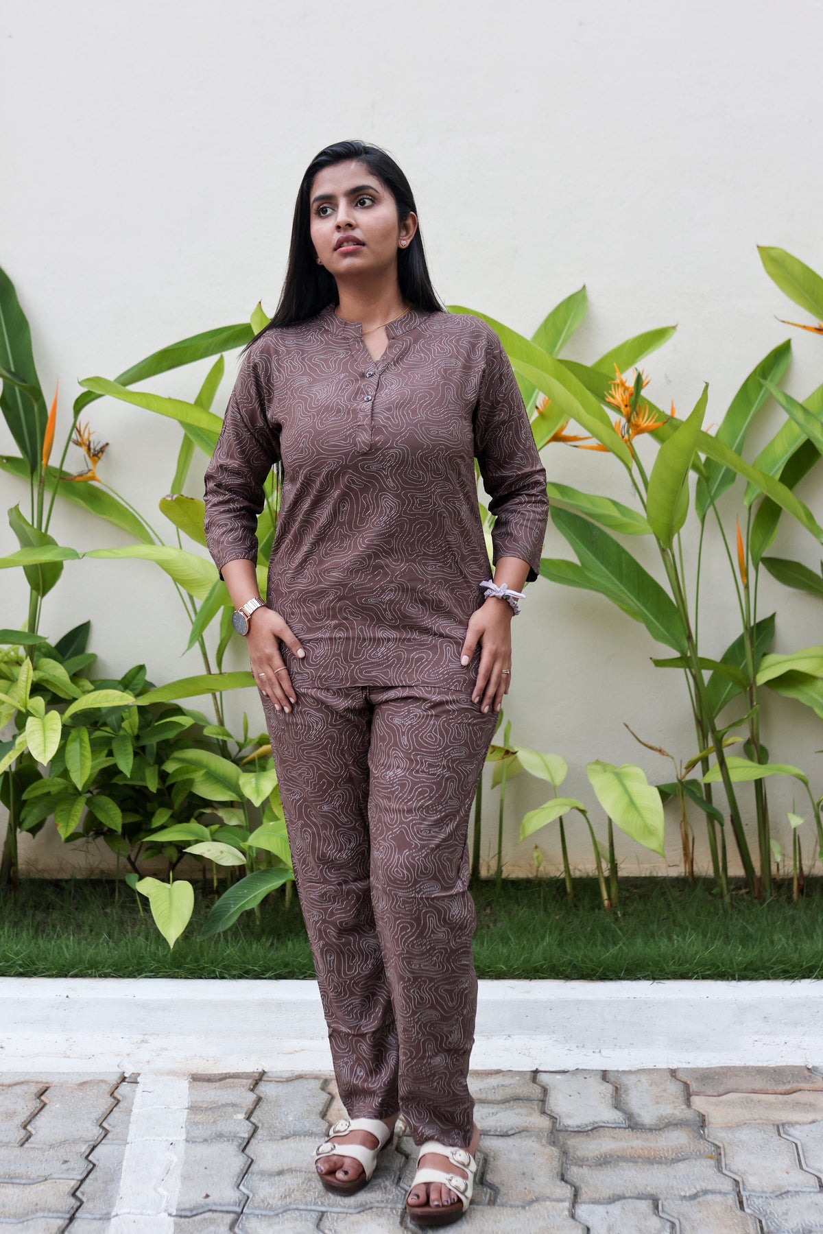 New MANGAI Stylish Rayon Cord Set Night Suits for all Stylish Women's | Long Sleeve with Size Pocket Beautiful all Over Printed Elastic Waist Top & Bottom Cord Set your Perfect Nightwear Companion (MRNS)