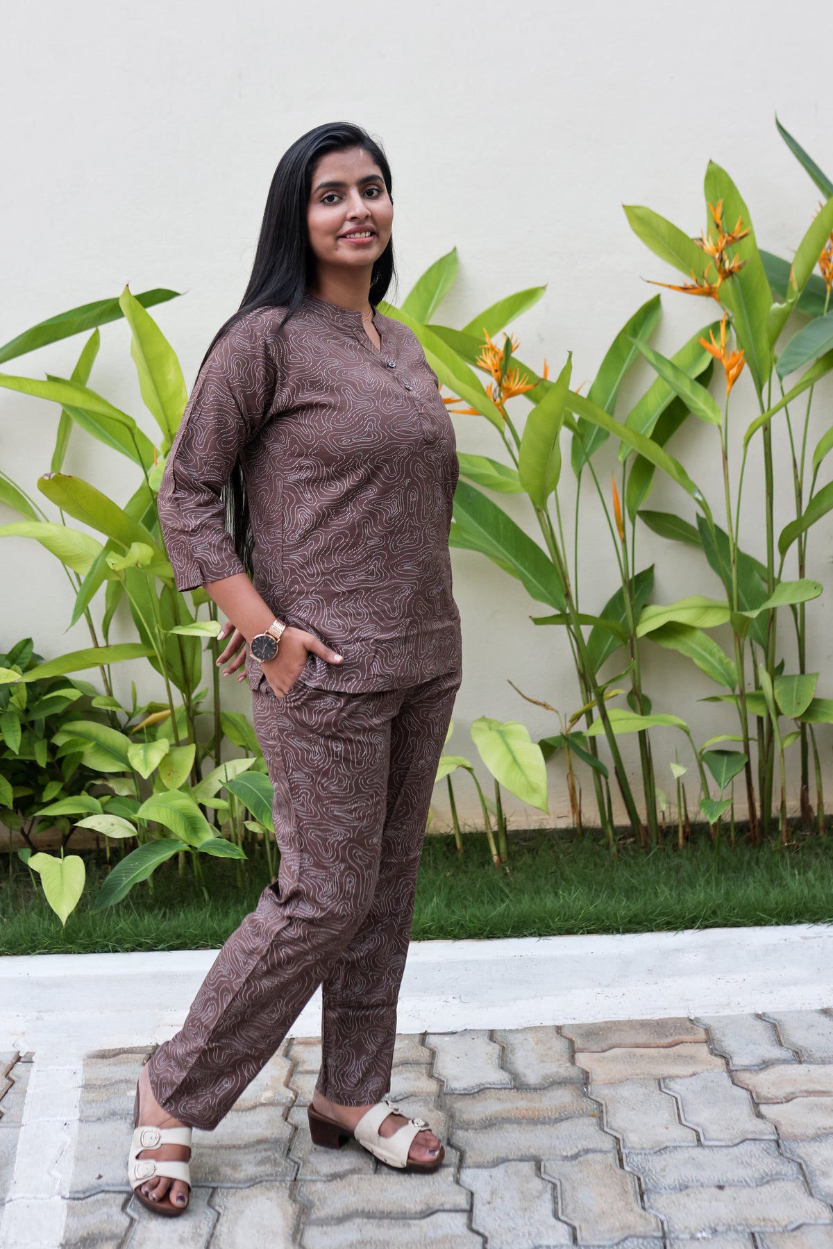 New MANGAI Stylish Rayon Cord Set Night Suits for all Stylish Women's | Long Sleeve with Size Pocket Beautiful all Over Printed Elastic Waist Top & Bottom Cord Set your Perfect Nightwear Companion (MRNS)