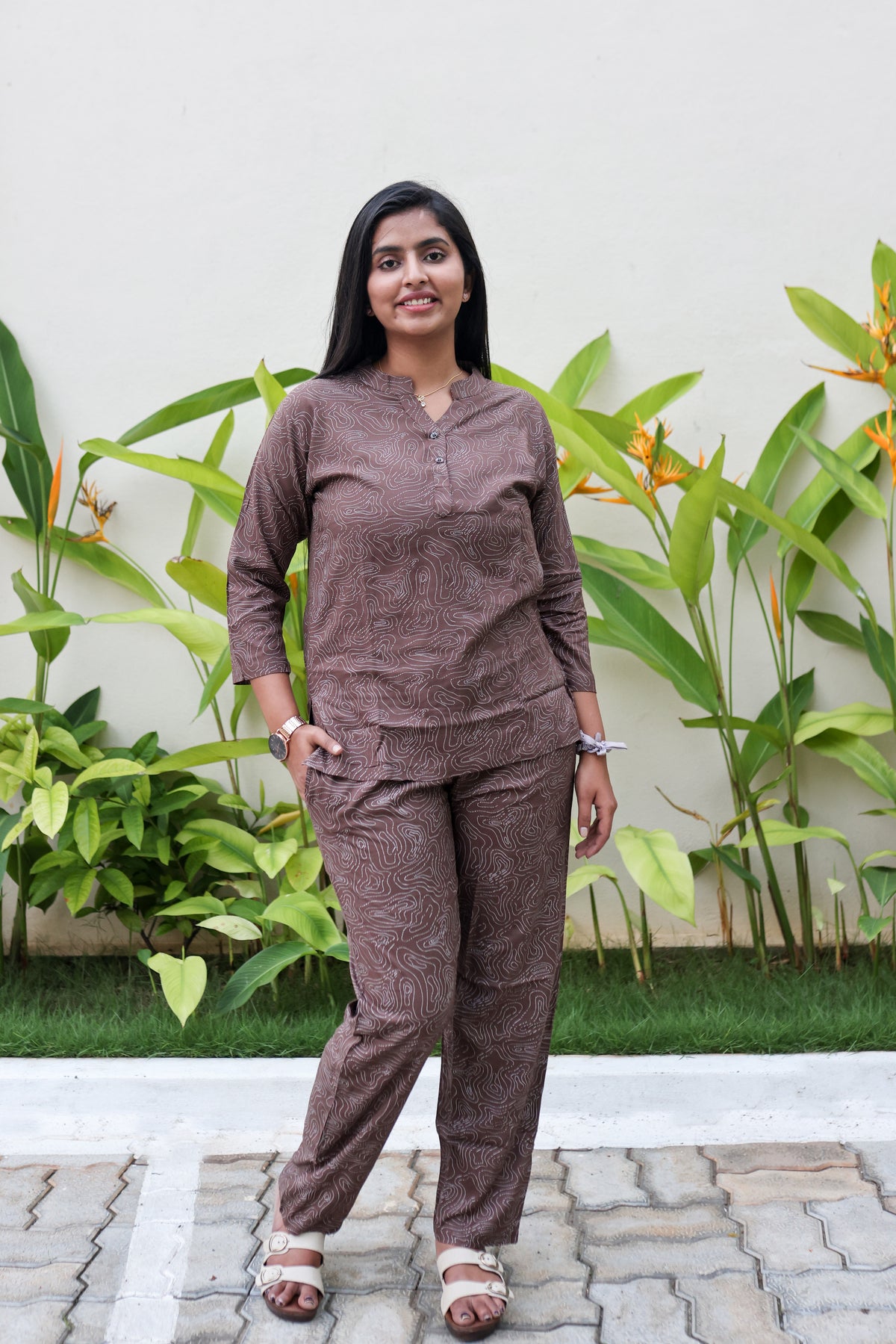 New MANGAI Stylish Rayon Cord Set Night Suits for all Stylish Women's | Long Sleeve with Size Pocket Beautiful all Over Printed Elastic Waist Top & Bottom Cord Set your Perfect Nightwear Companion (MRNS)