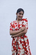 Rayon Colourful Foil Printing Gathering Frock Model Nighties | Side Pocket and Gathering Front Rope | Fancy Sleeve & Maxi Frock Nightwear for Stylish Women's (FGF)