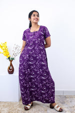 MANGAI Premium Cotton Printed Pleated Model Half Sleeve 3XL Size Nighties - Fancy Neck | With Side Pocket |Shrinkage Free Nighties | Trendy Collection's for Stylish Women's (3PZZ)