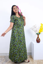 MANGAI New Regular Fit Cotton Printed Nighties - All Over Printed Stylish Nightwear for Stylish Women | Side Cut Pocket | Beautiful Nighties for Stylish Women's | Colourful Printed Cotton Nighties (SLB)