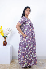 MANGAI Premium Cotton Printed Pleated Model Half Sleeve 3XL Size Nighties - Fancy Neck | With Side Pocket |Shrinkage Free Nighties | Trendy Collection's for Stylish Women's (3PZZ)